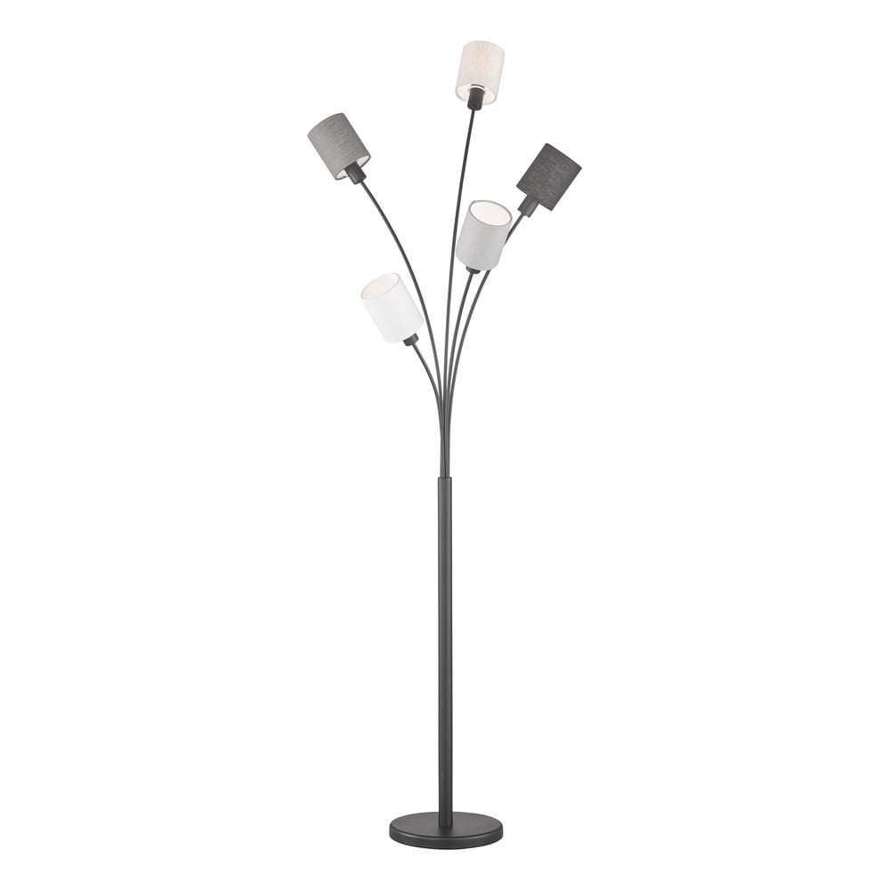 Černo-šedá stojací lampa s textilním stínidlem (výška 172 cm) Koi – Fischer & Honsel