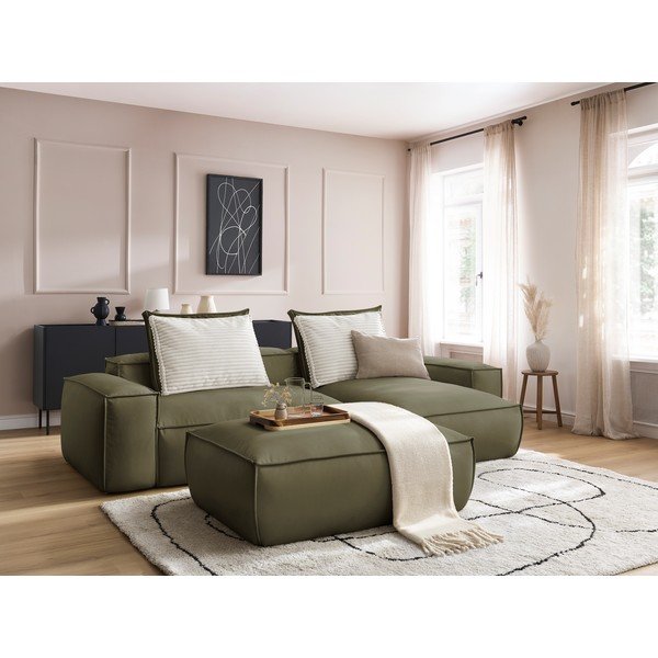 Zelená rohová pohovka z imitace kůže Boheme – Bobochic Paris-image-3