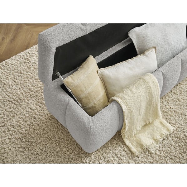 Světle šedá lavice z textilie bouclé Mont Blanc – Bobochic Paris-image-4