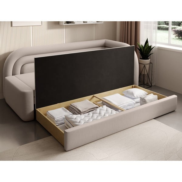 Béžová sametová rozkládací/s úložným prostorem pohovka pravý roh 223 cm Fabillo – ELTAP-image-4
