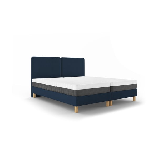 Tmavě modrá čalouněná dvoulůžková postel s roštem 160x200 cm Lotus – Mazzini Beds