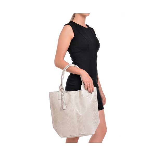 Béžová kožená kabelka shopper Renata Corsi Lola-image-4