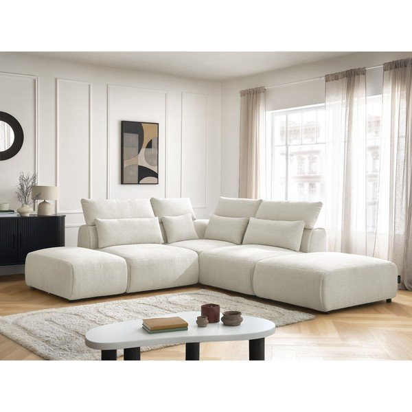 Bílá polohovací modulární rohová pohovka Jana – Bobochic Paris-image-1