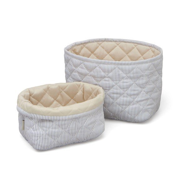 Světle modré látkové dětské koše na hračky v sadě 2 ks Classic Stripes Blue, Praline – Cam Cam Copenhagen