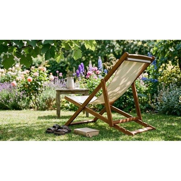 Béžové/v přírodní barvě dřevěné zahradní lehátko Dionysus – Bonami Essentials-image-4