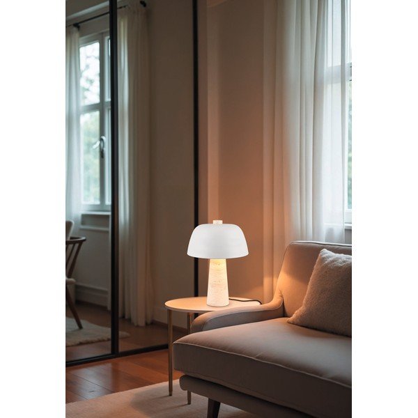 Bílá/béžová stolní lampa s kovovým stínidlem (výška 41 cm) Timba – Trio Select-image-1