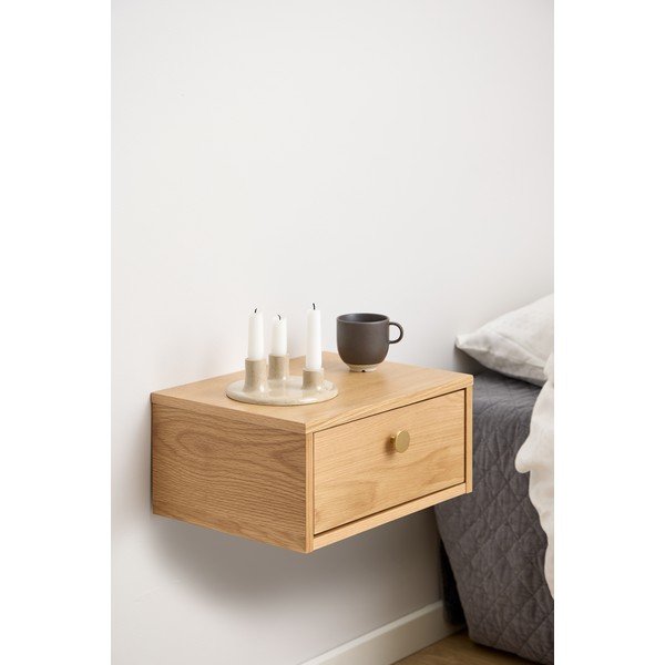 Noční stolek v dekoru dubu ve světle přírodní barvě Monfort – Actona-image-1