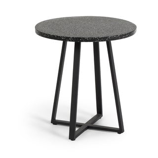 Černý zahradní stůl s deskou z kamene Kave Home Tella, ø 70 cm