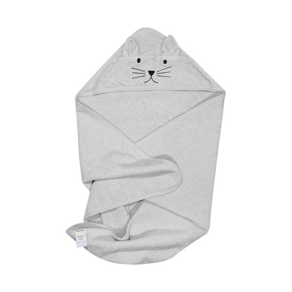Šedý bavlněný dětský ručník s kapucí Kindsgut Cat-image-2