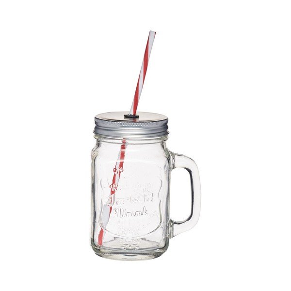 Sklenice s brčkem Kitchen Craft Home Made, 450 ml