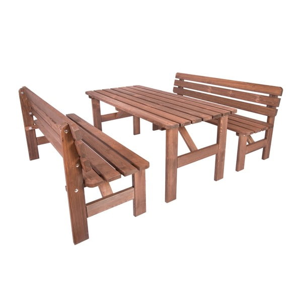 Hnědá dřevěná zahradní lavice Miriam – Rojaplast-image-3