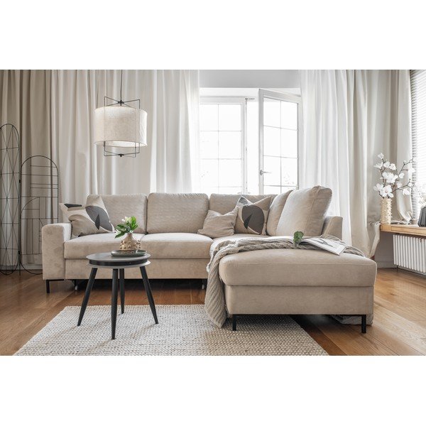 Béžová manšestrová rozkládací rohová pohovka (pravý roh) Lofty Lilly – Miuform-image-4