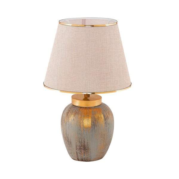 Krémová/ve zlaté barvě stolní lampa s textilním stínidlem (výška 47 cm) Yakamoz – Opviq lights