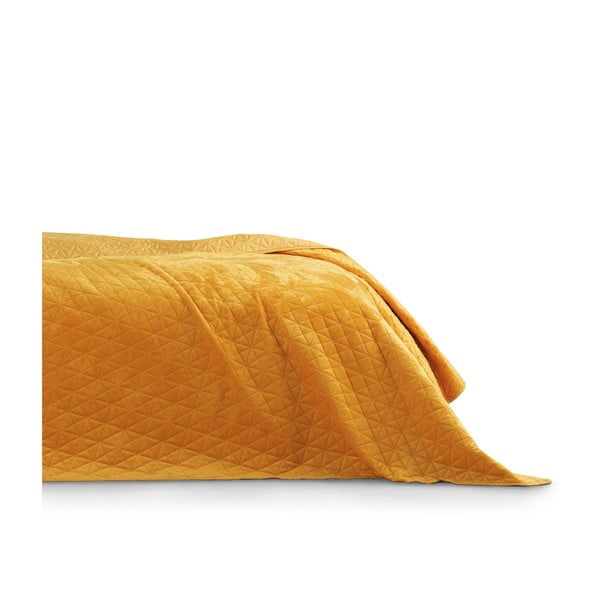 Žlutý přehoz přes postel AmeliaHome Laila Honey, 220 x 240 cm