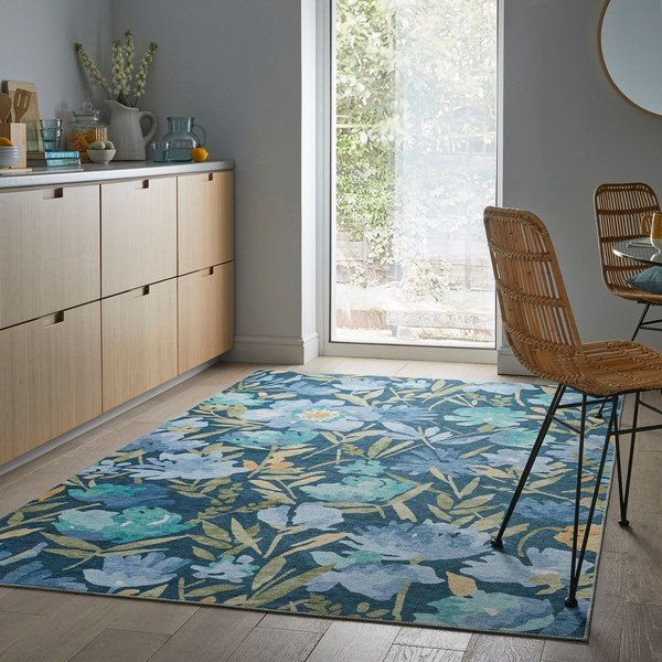 Modrý pratelný koberec 170x120 cm FOLD Alyssa - Flair Rugs-image-1
