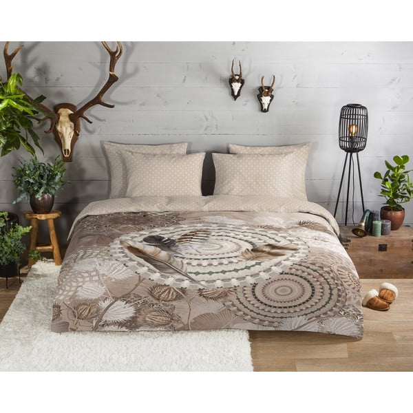 Hnědé flanelové povlečení na jednolůžko 140x200 cm Ringhda – HIP-image-1