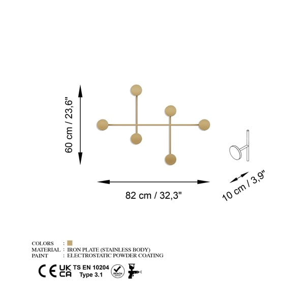 Kovový nástěnný věšák ve zlaté barvě Dama-A – Kalune Design-image-4