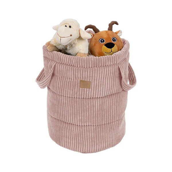 Růžový látkový dětský koš na hračky ø 39x50 cm – Meowbaby-image-1