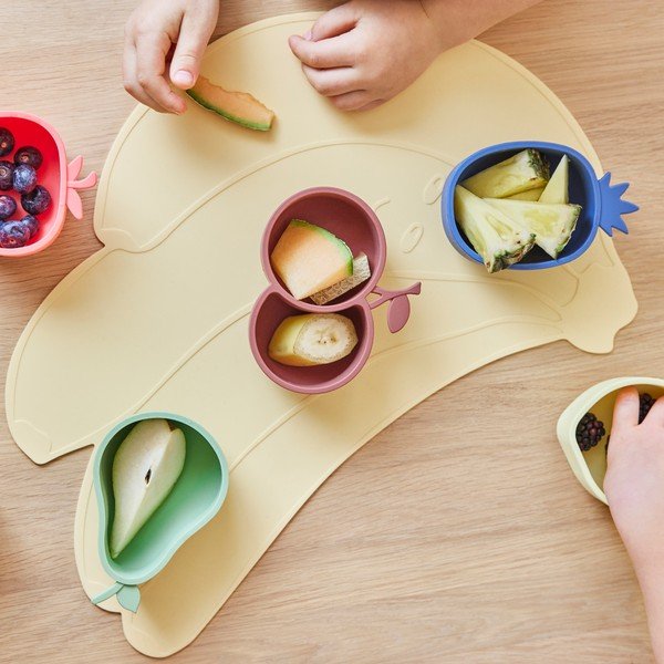 Žluté/zelené silikonové dětské misky v sadě 2 ks Lemon & Pear – OYOY Mini-image-3