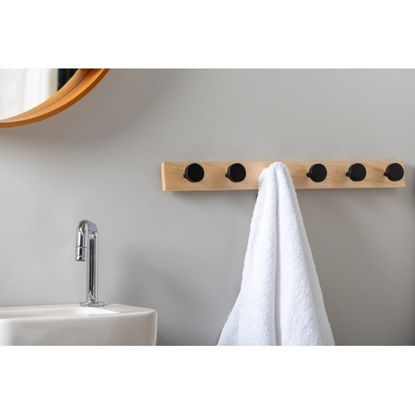 Černý nástěnný věšák z borovicového dřeva  Knobs – PT LIVING-image-1