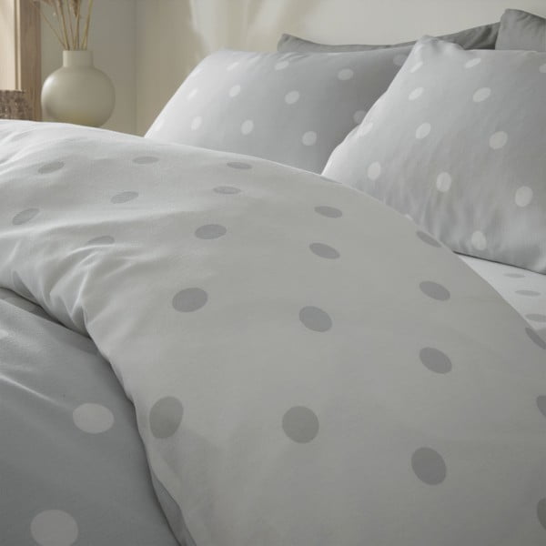 Bílo-světle šedé povlečení na jednolůžko 135x200 cm – Catherine Lansfield-image-2