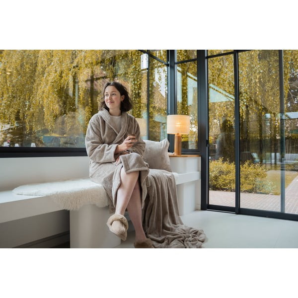 Taupe župan z mikroplyše velikost L/XL Pippa – Tiseco Home Studio-image-3