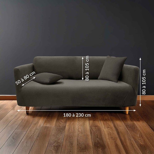 Antracitový 3místný napínací potah na pohovku Sacha – douceur d'intérieur-image-2