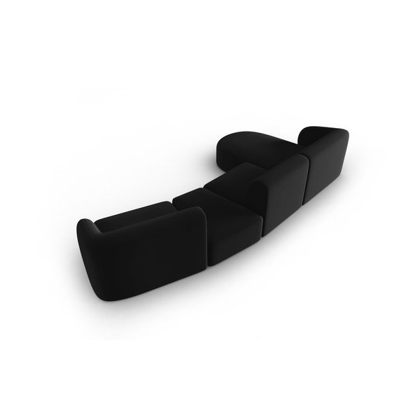 Černá sametová rohová pohovka (levý roh/s lenoškou) Paolo – Milo Casa-image-3