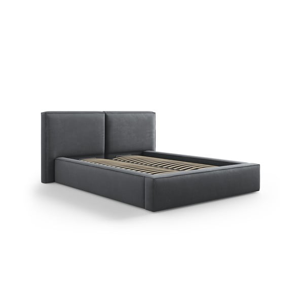 Tmavě šedá čalouněná dvoulůžková postel s úložným prostorem a roštem 140x200 cm Arendal – Cosmopolitan Design