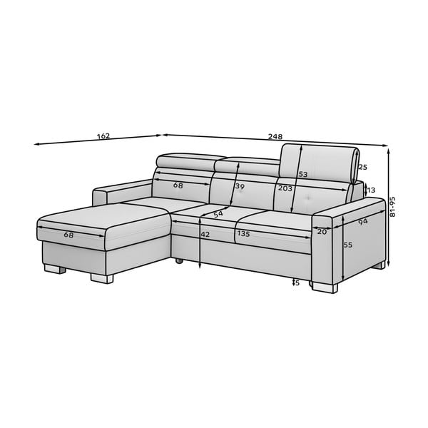 Černá rozkládací/s úložným prostorem rohová pohovka (pravý roh/s lenoškou) Fresia – ELTAP-image-2