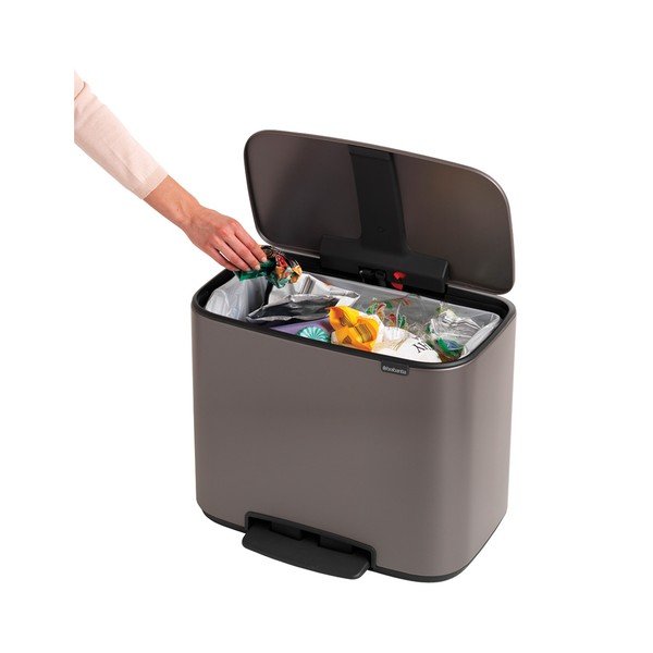 Šedý nášlapný ocelový odpadkový koš 36 l Bo – Brabantia-image-1