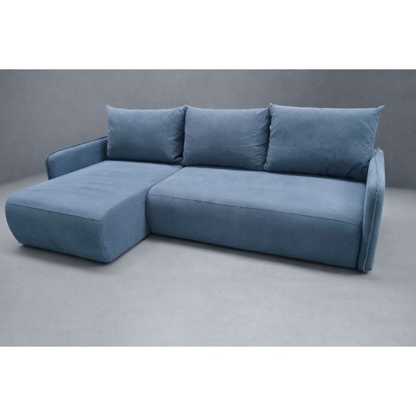 Modrá rozkládací/s úložným prostorem rohová pohovka (levý roh/s lenoškou) Nanea - II. jakost – Makamii-image-2