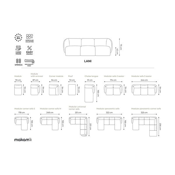 Světle šedá sametová rohová pohovka (do "U") Lani – Makamii-image-4