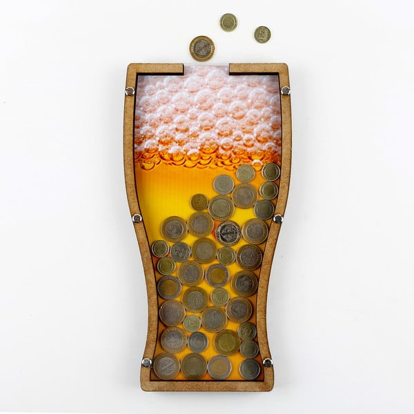 Dekorativní rámeček/kasička s plexisklem ve tvaru piva
