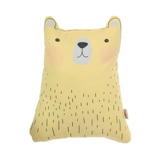 Žlutý dětský polštářek s příměsí bavlny Mike & Co. NEW YORK Pillow Toy Bear Cute, 22 x 30 cm