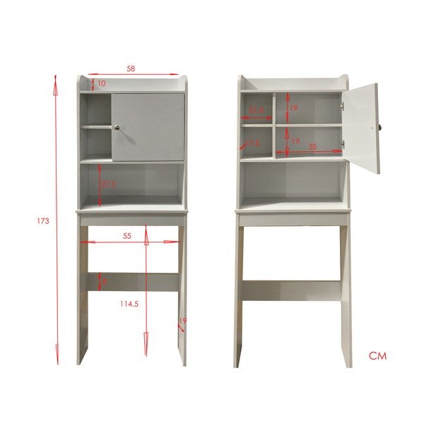 Bílá vysoká skříňka nad pračku/WC 58x173 cm Laundry – Tomasucci-image-4
