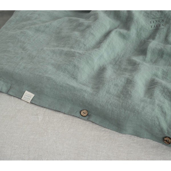 Zeleno-modrý lněný povlak na peřinu na dvoulůžko 200x200 cm Milieu – Linen Tales-image-2