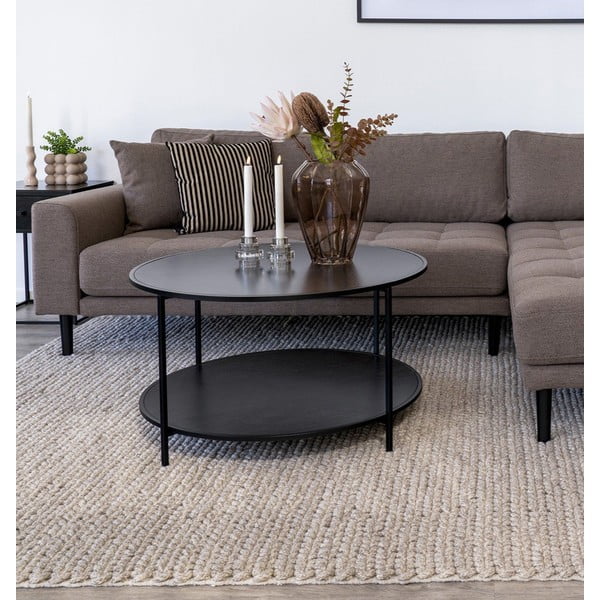 Černý kulatý konferenční stolek s černou deskou ø 80 cm Vita – House Nordic-image-1