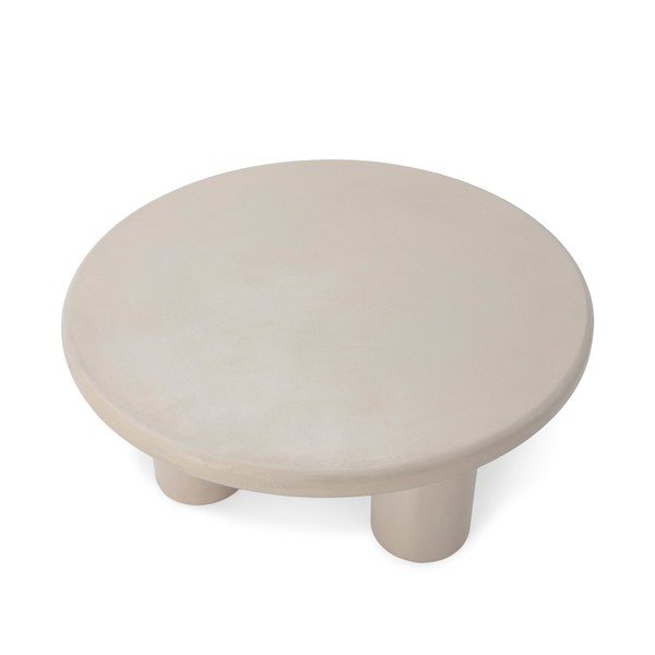 Krémový kulatý konferenční stolek v dekoru kamene ø 80 cm Iriel – MOME-image-3