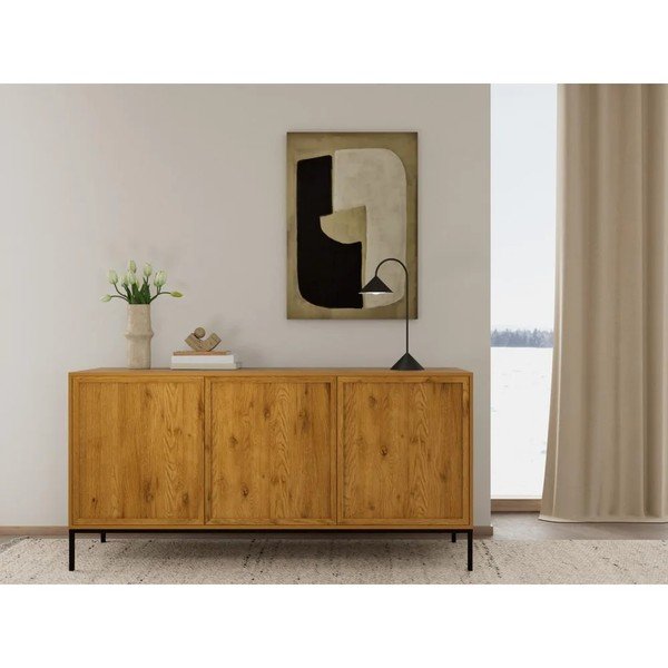 Komoda v dekoru dubu v přírodní barvě 158x80x40 cm Palmdale – Actona-image-1