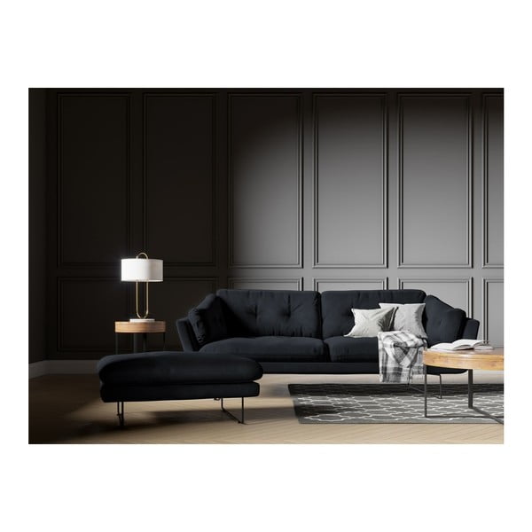 Tmavě modrý puf se sametovým potahem Windsor & Co Sofas Gravity-image-3