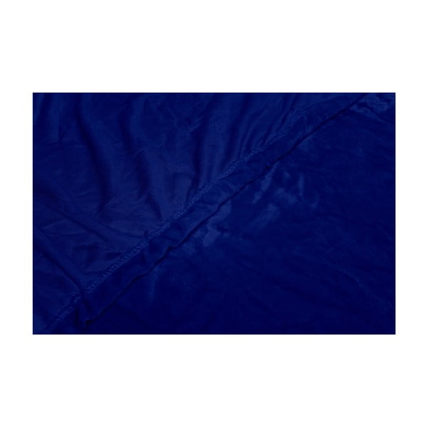 Tmavě modré mikroplyšové prostěradlo My House, 180 x 200 cm-image-1