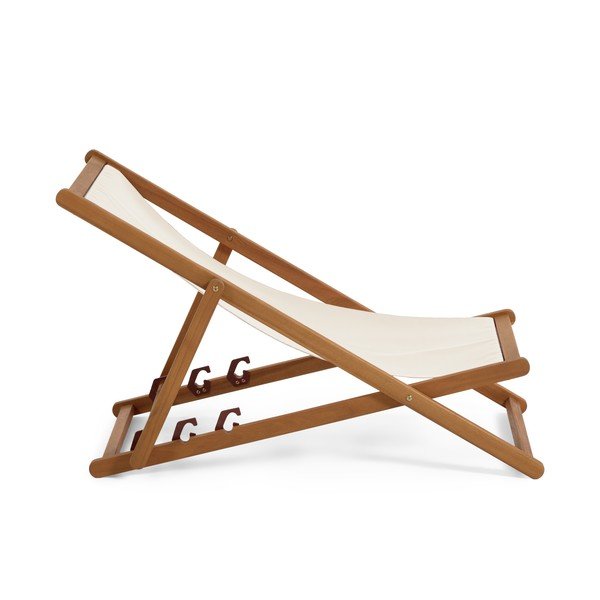 Krémové skládací plážové lehátko z akáciového dřeva Kave Home Adredna-image-4