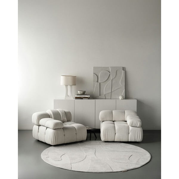 Světle šedý vlněný kulatý koberec ø 120 cm Morphic Botanica – Agnella-image-1