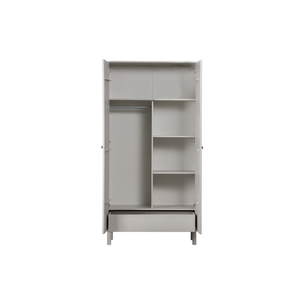 Světle šedá šatní skříň z borovicového dřeva 100x195 cm Madu – WOOOD-image-3