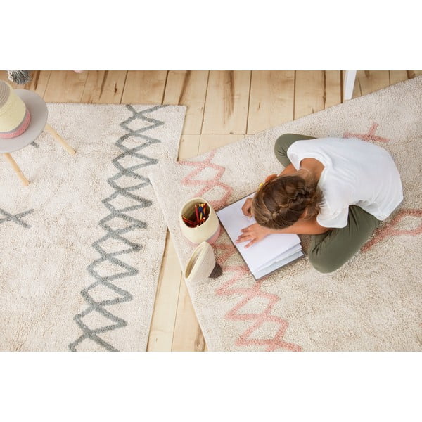 Modrý krémový pratelný ručně tkaný bavlněný koberec 120x160 cm Atlas Natural – Lorena Canals-image-3