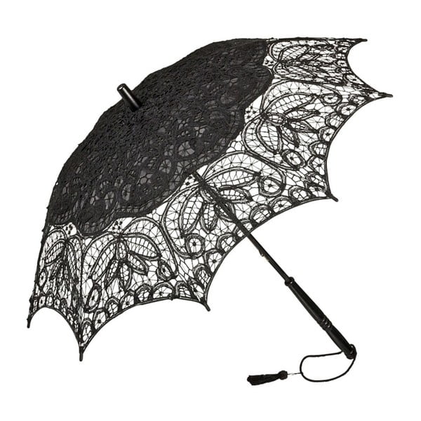 Černý holový deštník Von Lilienfeld Lace Vivienne, ø 75 cm