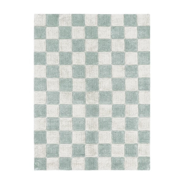 Světle modro-krémový pratelný ručně tkaný bavlněný koberec 120x160 cm Kitchen Tiles Blue Sage – Lorena Canals