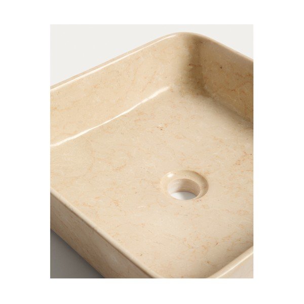 Béžové kamenné umyvadlo 40x40 cm Darnen – Kave Home-image-4