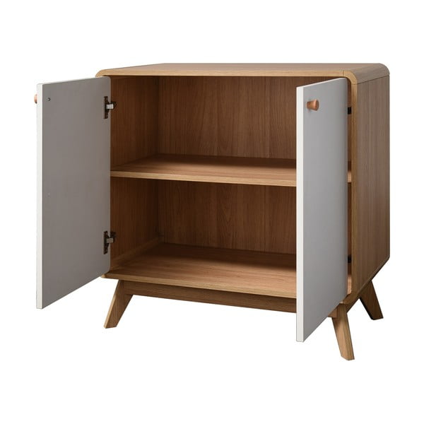 Bílá nízká komoda v dekoru dubu 75x75 cm Cassie - Støraa-image-2